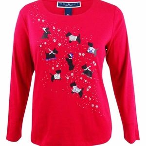 Karen Scott Women Scottie Dog Red Holiday